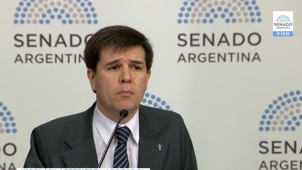 Jorge Nicolás Lafferriere ante la reunión de las comisiones de Salud, Justicia y Asuntos Constitucionales del Senado de la Nación el día 11 de julio de 2018.