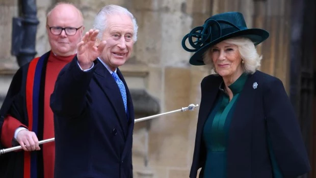 El rey Carlos III reaparece en público para asistir a la misa de Pascua
