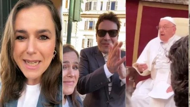 El encuentro de Malena Guinzburg y los humoristas más destacados del mundo con el Papa