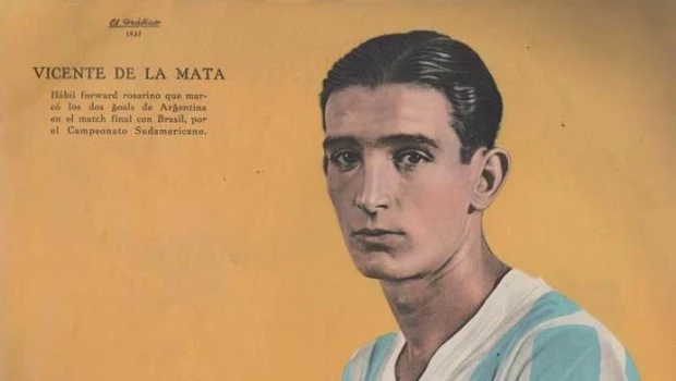 El Gráfico inmortalizó a Vicente de la Mata por sus goles contra Brasil.