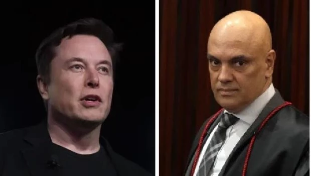 Elon Musk y el juez Alexandre de Moraes, quien redactó el fallo.