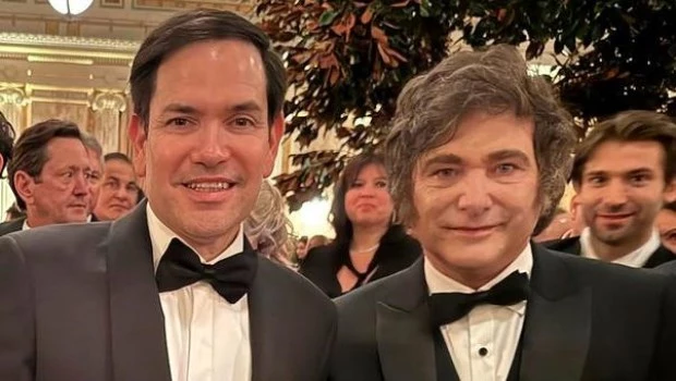 El Presidente Javier Milei junto al Secretario de Estado de EE.UU, Marco Rubio.